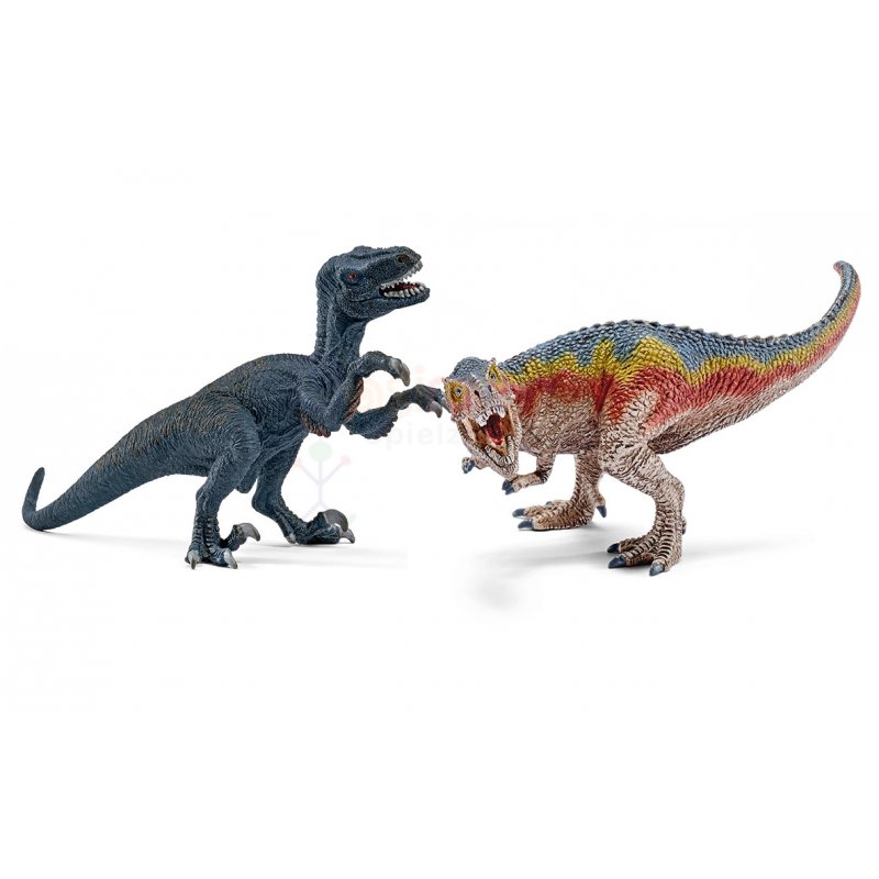 Schleich 42216 Tyrannosaurus Rex und Velociraptor Set 